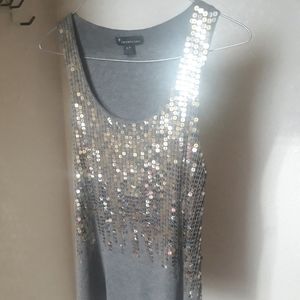 twentyone Brand, silver sequence grey tank top, size small.
